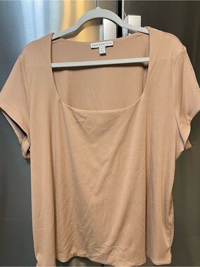 And Now This Square Neck Short Sleeve Top in Beige